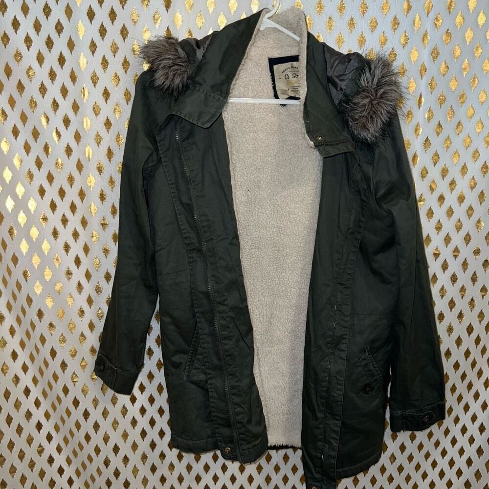 Ci Sono green coat for hooded Sherpa fluffy size L